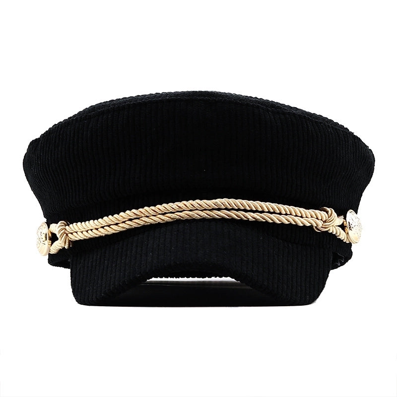 Autumn Solid Color Corduroy Octagonal Hat
