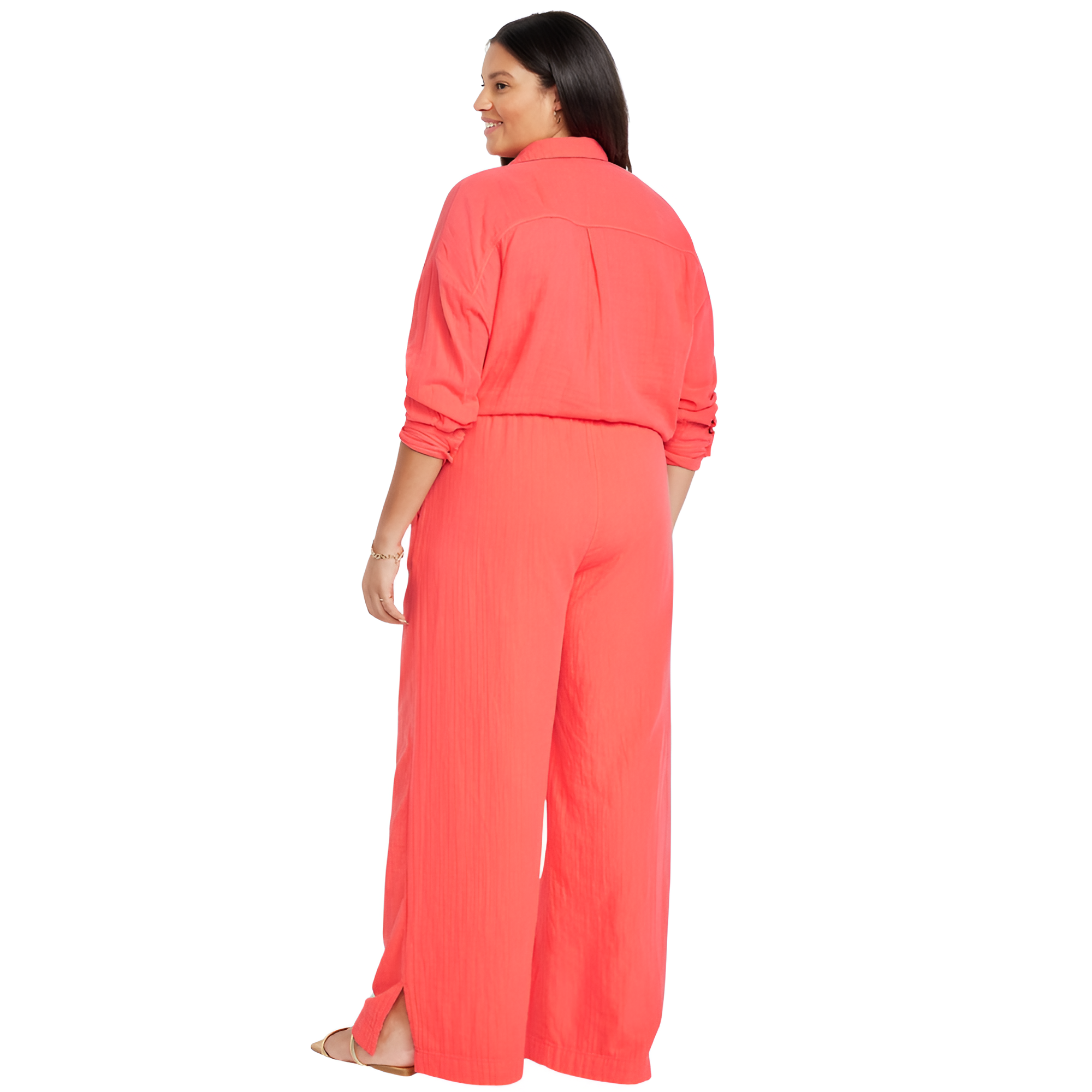High Waisted Crinkle Gauze Super Wide Leg Pants