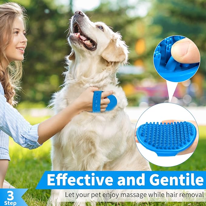 3 Pieces Dog Bath Brush, Dog Shampoo Brush, Dog Scrubber for Bath, Dog Bath Brush, Dog Shower Brush, Washing Brush with Handle