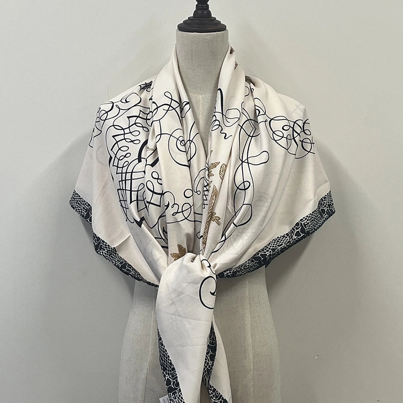 Women's Elegant Minimalist Plant Polyester Silk Scarf