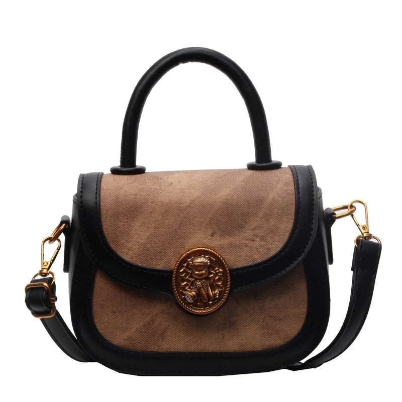 Women's Pu Solid Color Classic Style Sewing Thread Square Magnetic Buckle Shoulder Bag