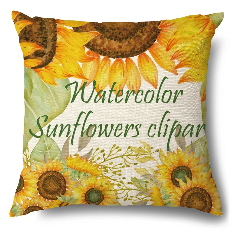 Pastoral Sunflower Linen Pillow Cases