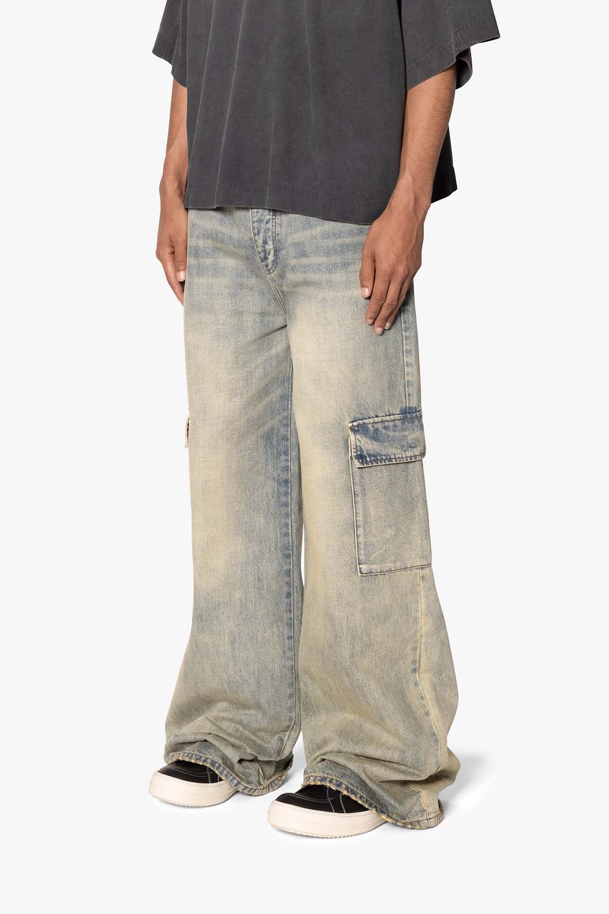 Void Baggy Cargo Denim - Medium Blue