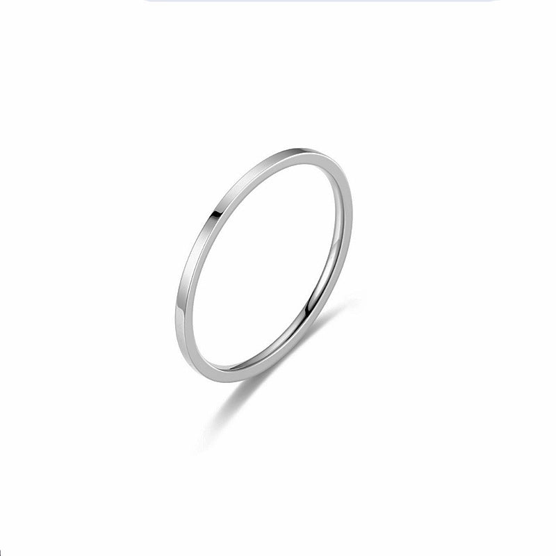 Minimalist Solid Color Titanium Steel 18K Gold Plated Polishing Rings