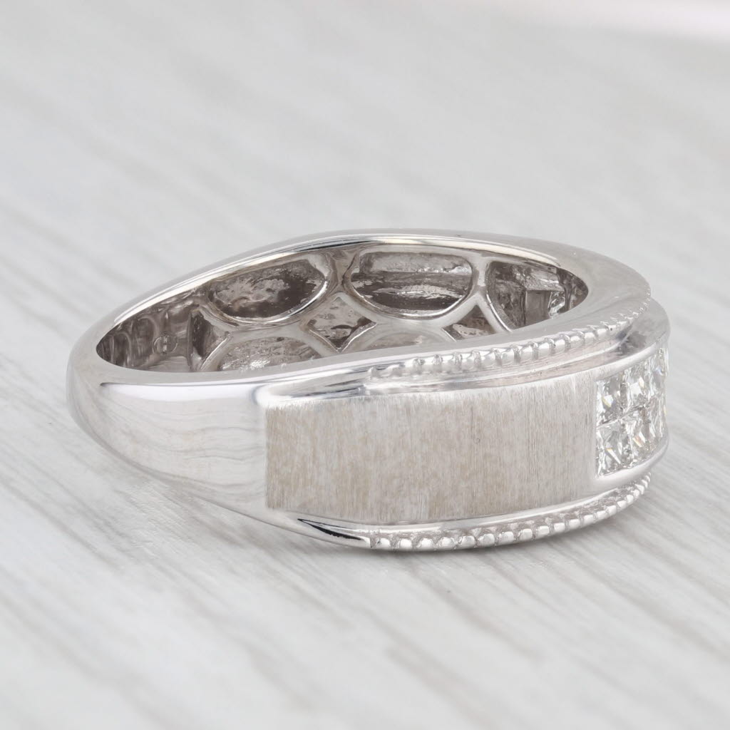 0.90ctw Diamond Men's Ring 10k White Gold Size 10 Wedding Band