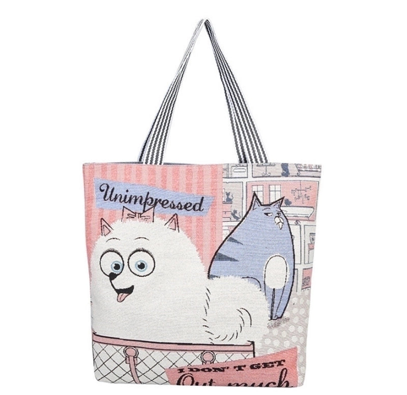 Women's All Seasons Canvas Animal Streetwear Square Zipper Shoulder Bag