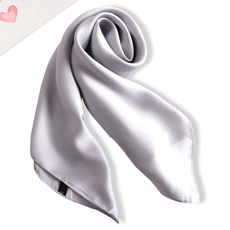 Simple Solid Color Scarf Women's Silk Small Square 70cm Basic Matching Shirt Professional Scarf Tie Hair