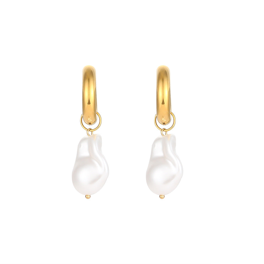 Casual Pearl Geometric Stainless Steel 18K Gold Plated Necklaces