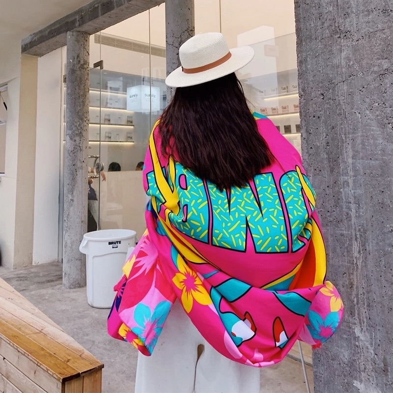 Women's Ethnic Style Flower Thick Twill Cotton Printing Shawl
