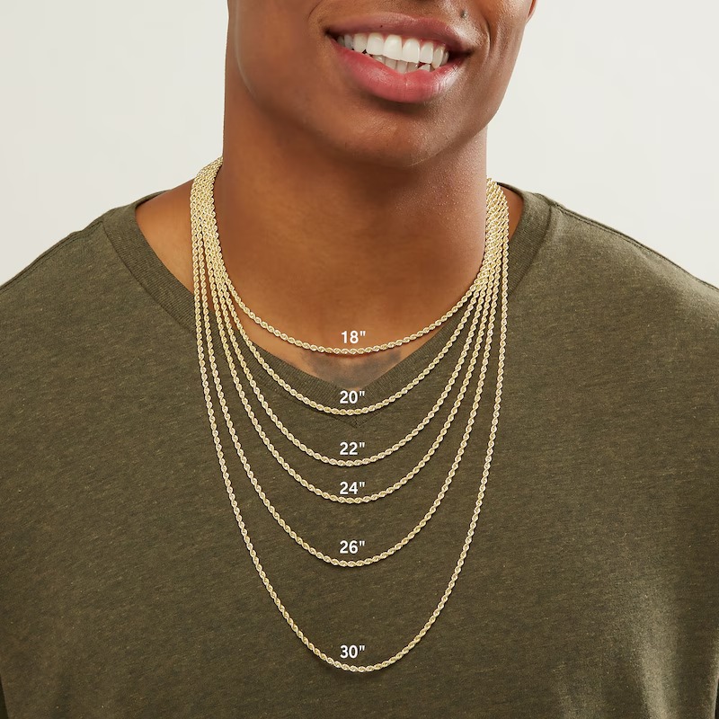 4.5mm Glitter Rope Chain Necklace Solid 10K Yellow Gold 22