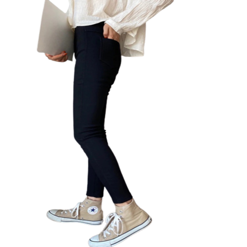 High Waist Skinny Jeans With Elastic