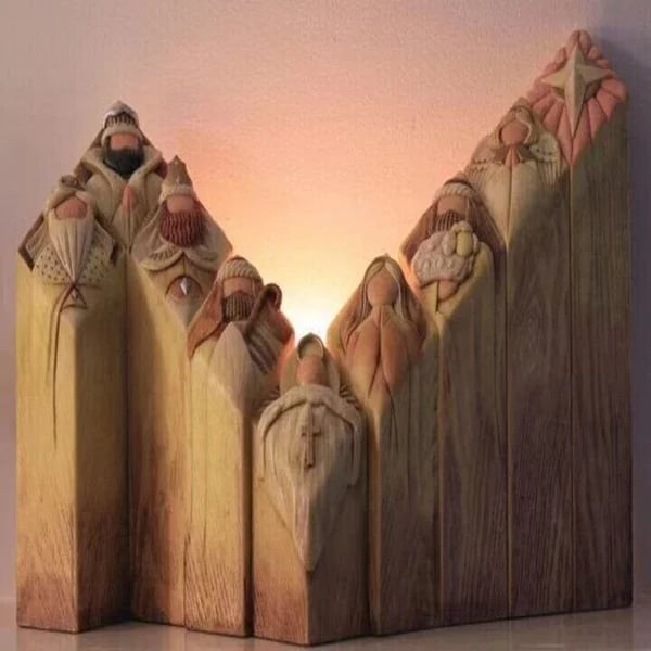 🔥HOT🔥Heaven Pillar Statues.9 PCS Heaven Nativity Tree Pillar Statues