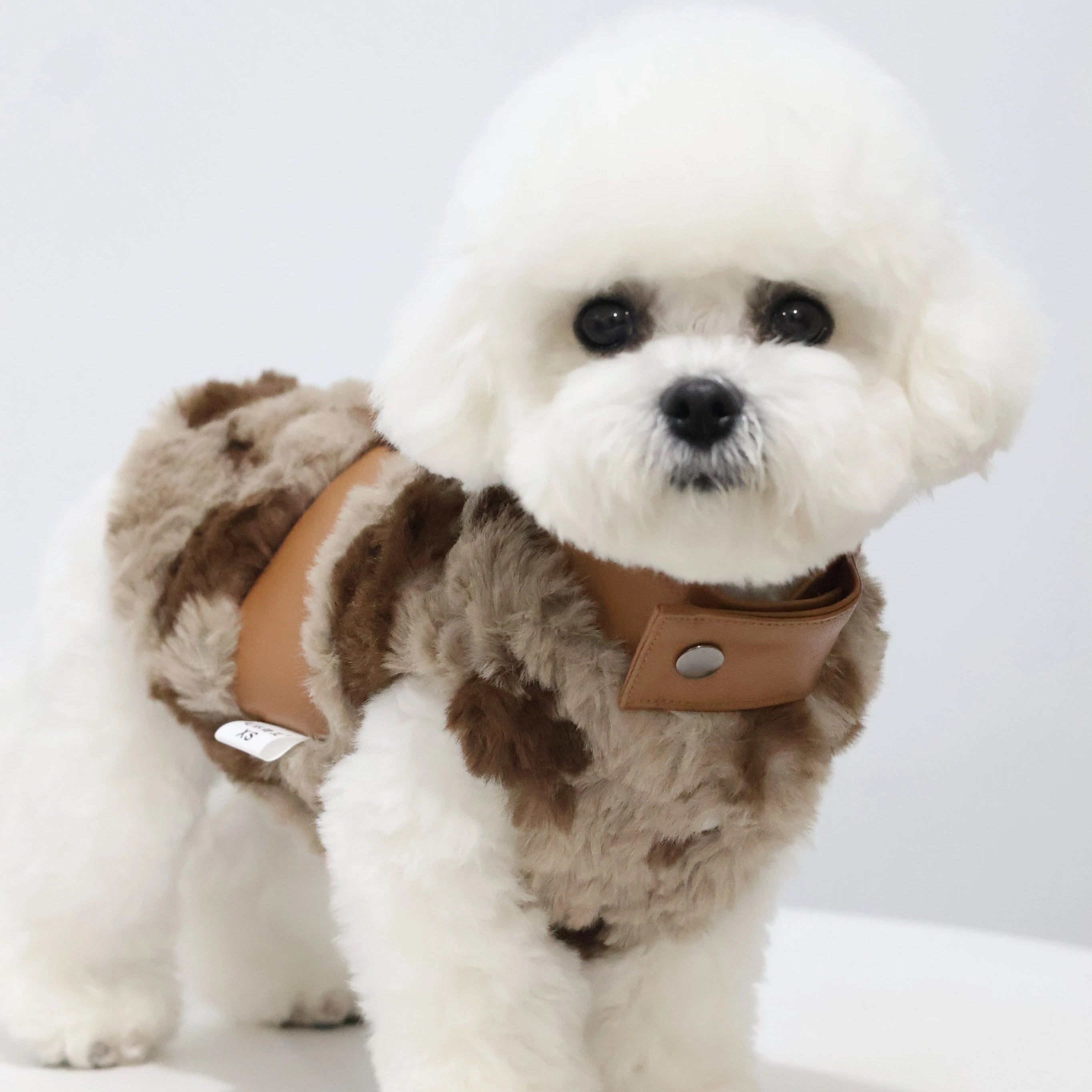 Faux Fur Leather Fleece Warm Dog Jacket Vest