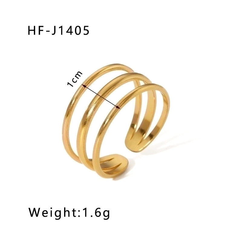 Stainless Steel 18K Gold Plated Modern Style Plating Geometric Open Rings