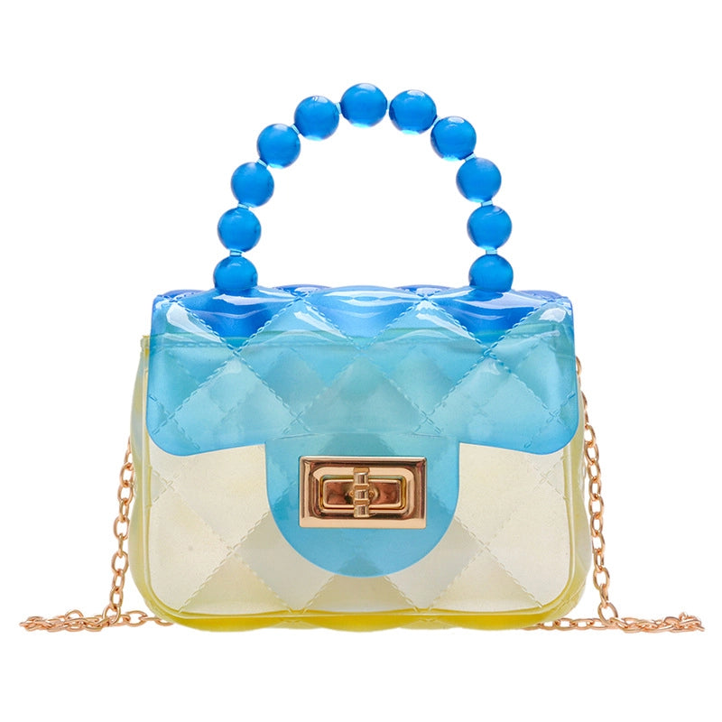 Women's Mini Pvc Color Block Fashion Transparent Square Lock Clasp Crossbody Bag