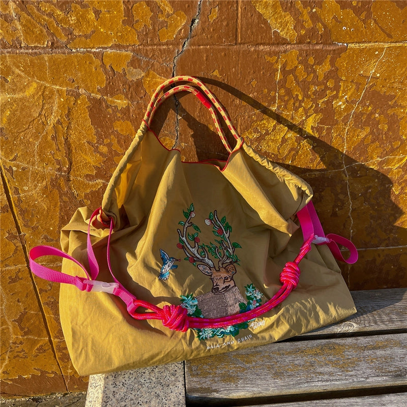 Women's Medium Polyester Animal Plant Streetwear Square Open Shopping Bags