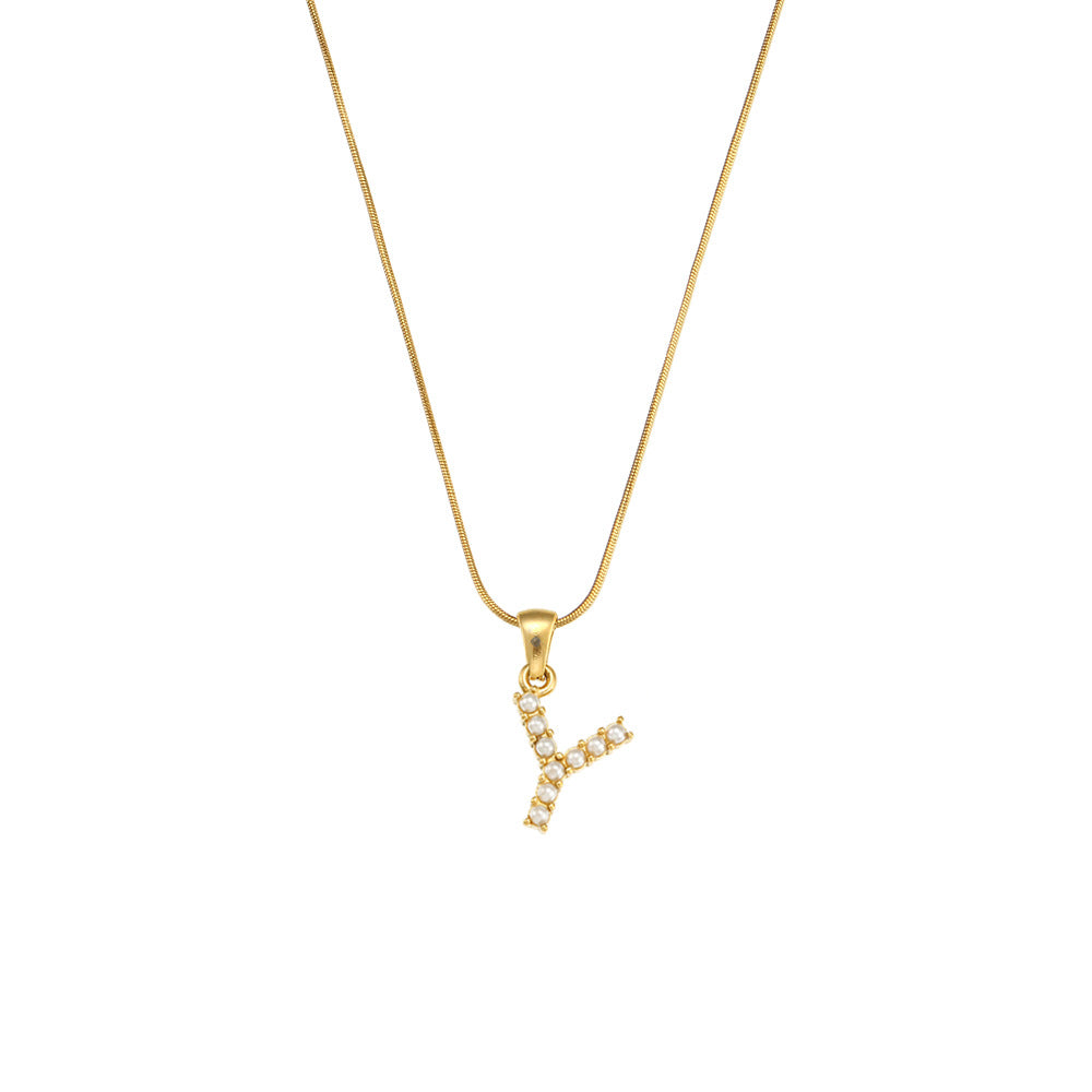 Fashion Letter Number Text Stainless Steel 18K Gold Plated Necklaces