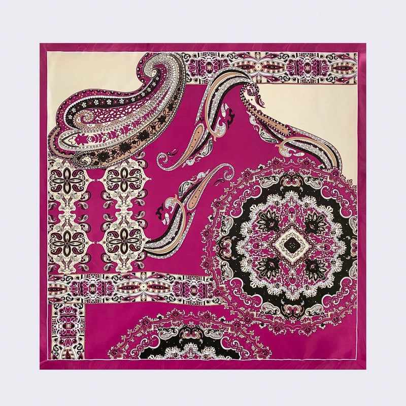 Women's Ethnic Style Flower Satin Printing Silk Scarf