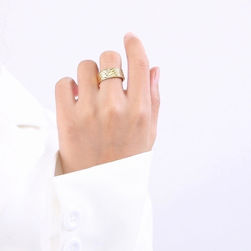 Minimalist Solid Color Titanium Steel 18K Gold Plated Polishing Open Rings
