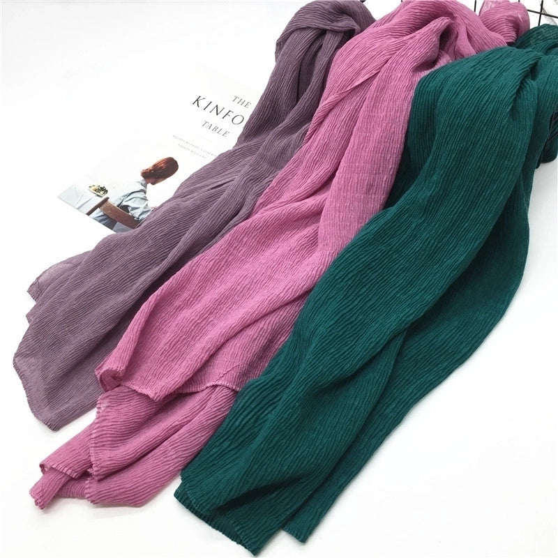 Women's Casual Minimalist Solid Color Cotton And Linen Scarf