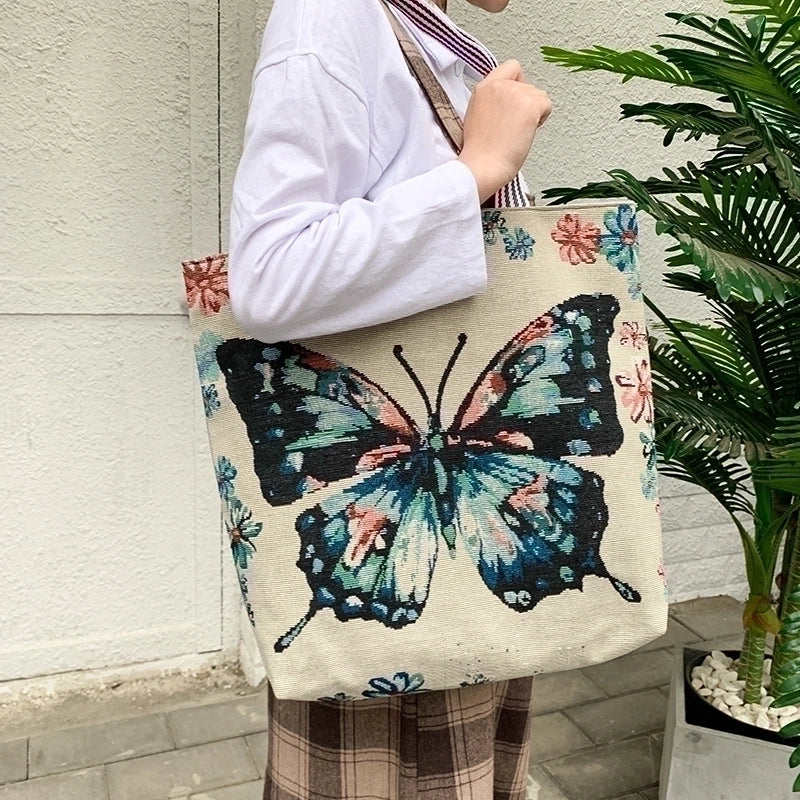 Women's Ethnic Style Butterfly Canvas Shopping Bags