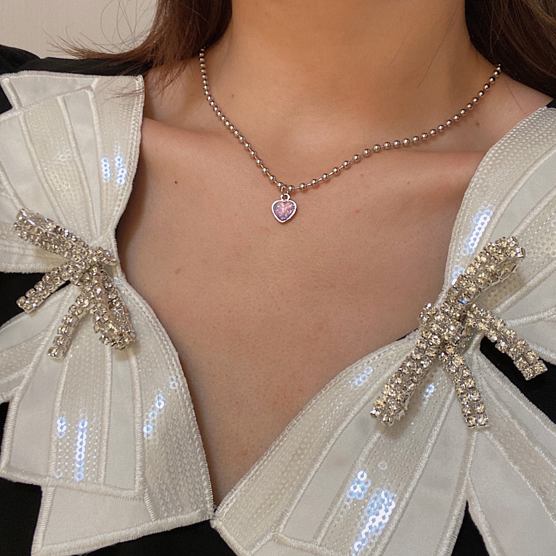 Purple Crystal Heart Necklace