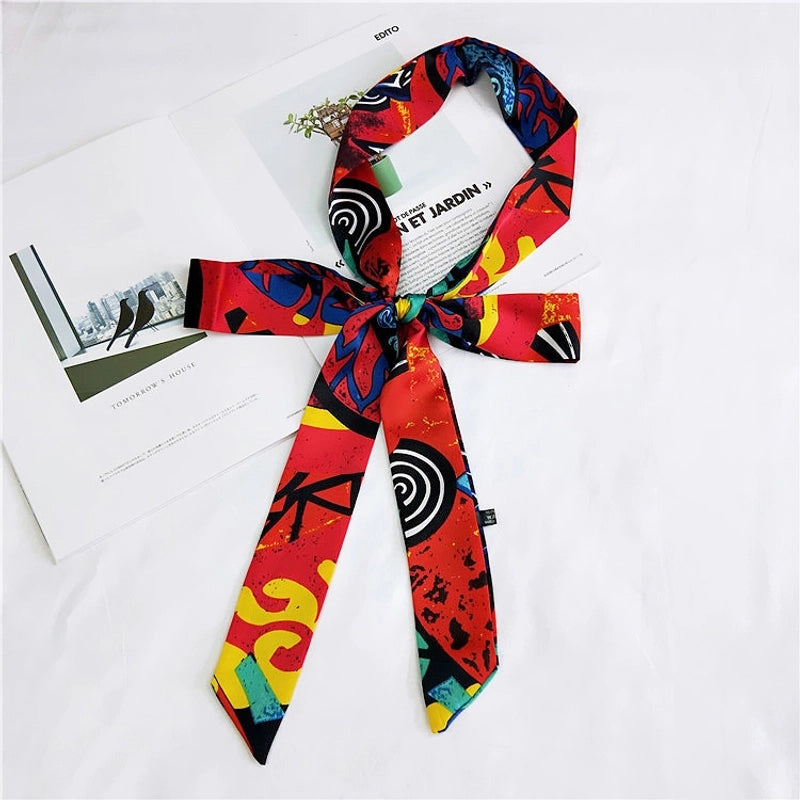 2 M New Polka Dot Special Long Edition Thin Narrow Silk Scarf Women's Spring Summer Autumn Scarf Belt Black And White Fashion
