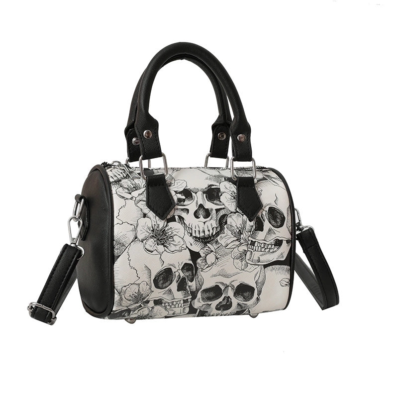 Halloween Women's Medium Pu Leather Skull Elegant Basic Classic Style Zipper Shoulder Bag Handbag Crossbody Bag