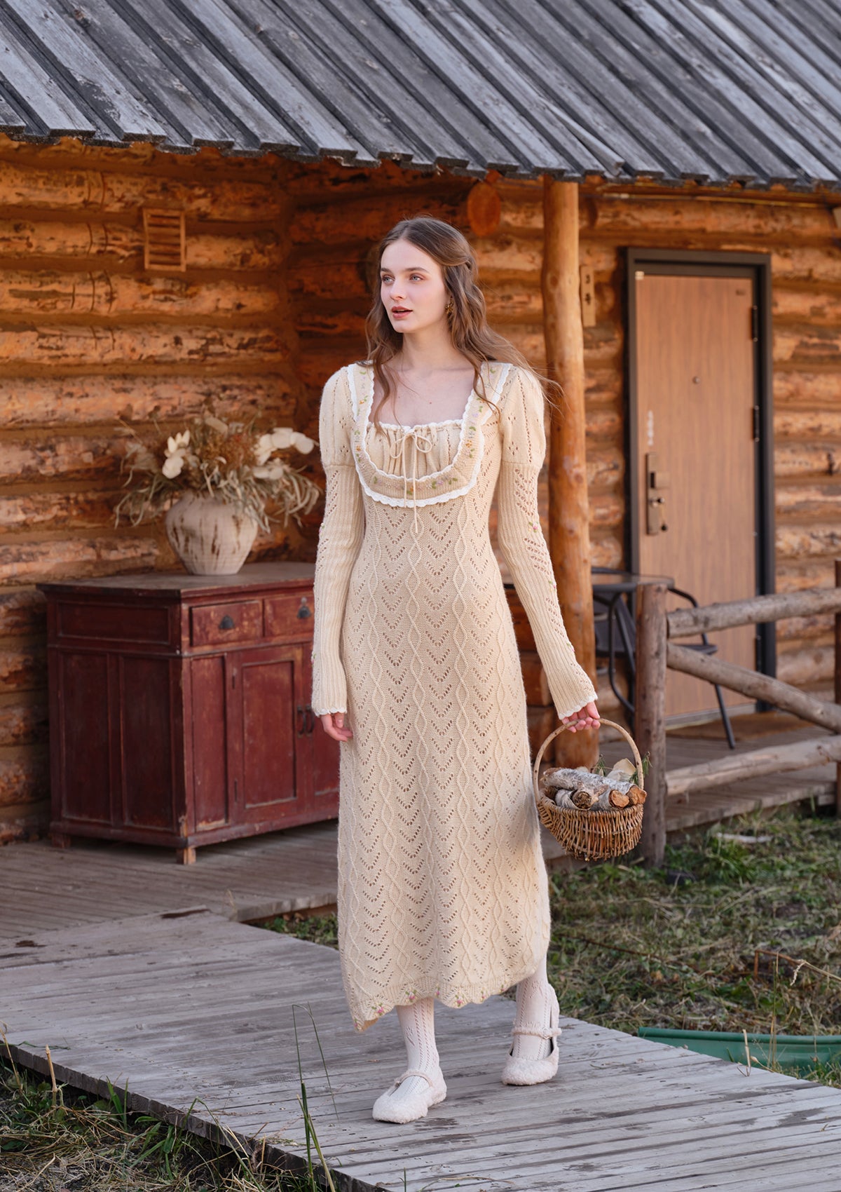 Maple Syrup Corn Knitted Dress