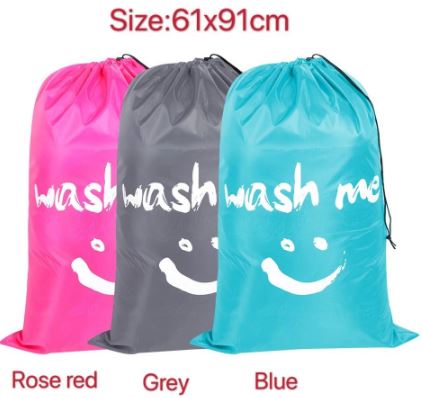 Smile Shape Nylon Laundry Bag. Travel Storage Pouch Machine Washable Dirty Clothes Organizer Wash Drawstring Bag