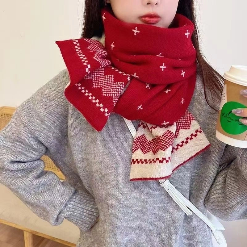 Women's IG Style Houndstooth Elk Yarn Scarf