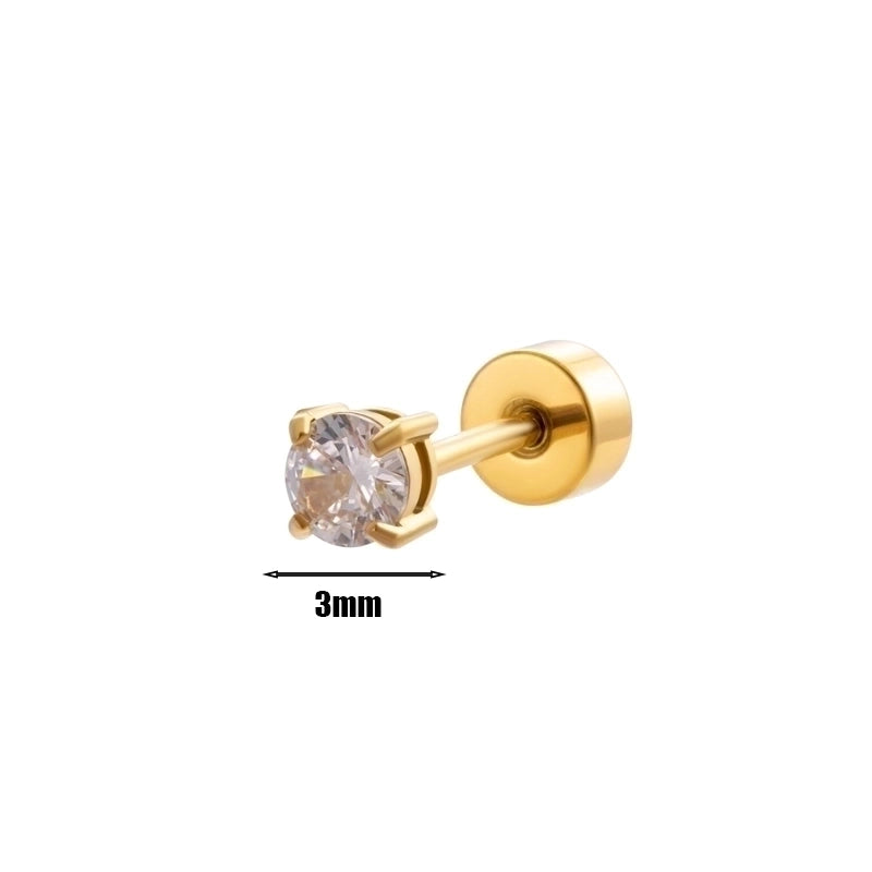 1 Piece Ear Cartilage Rings & Studs Minimalist Round 316L Stainless Steel  Plating Inlay Zircon