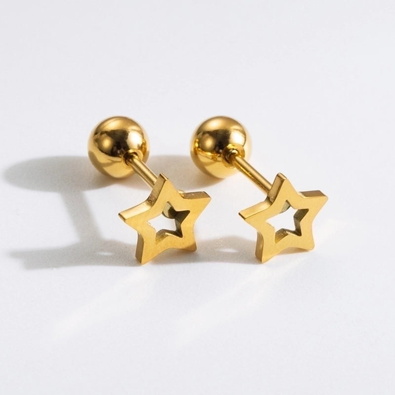 1 Pair Commute Rabbit Heart Shape Crown 304 Stainless Steel 18K Gold Plated Ear Studs
