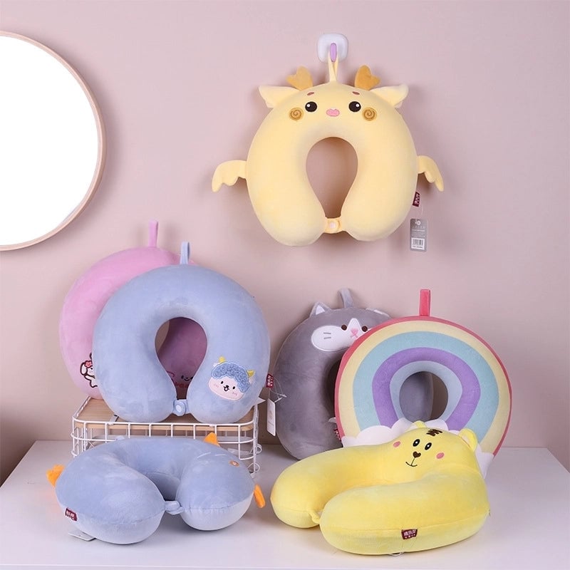 Cartoon Memory Cotton U-shaped Pillow Leisure House Travel Office Neck Pillow Slow Rebound Aircraft Travel Neck Pillow
