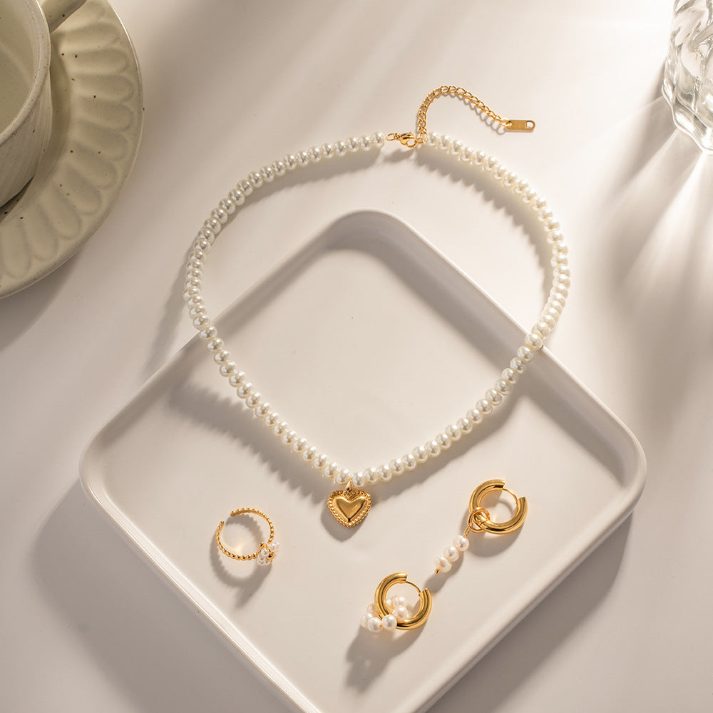 IG Style Pearl Stainless Steel 18K Gold Plated Necklaces