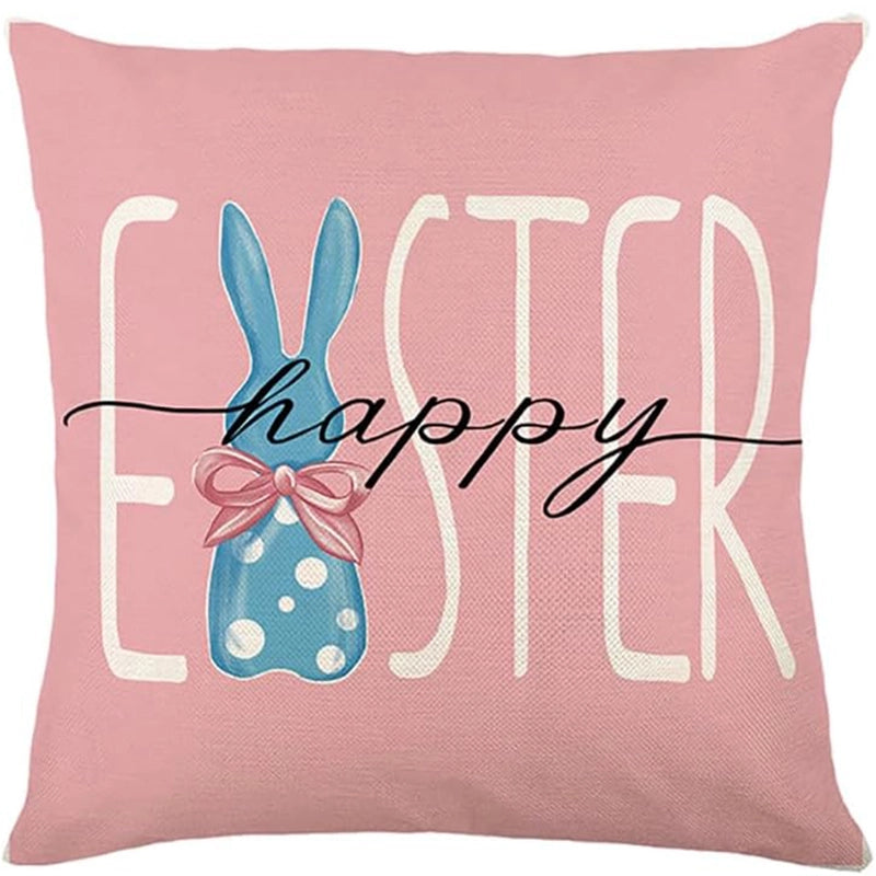 Easter Cute Classic Style Rabbit Letter Linen Pillow Cases Couch & Sofa Decor