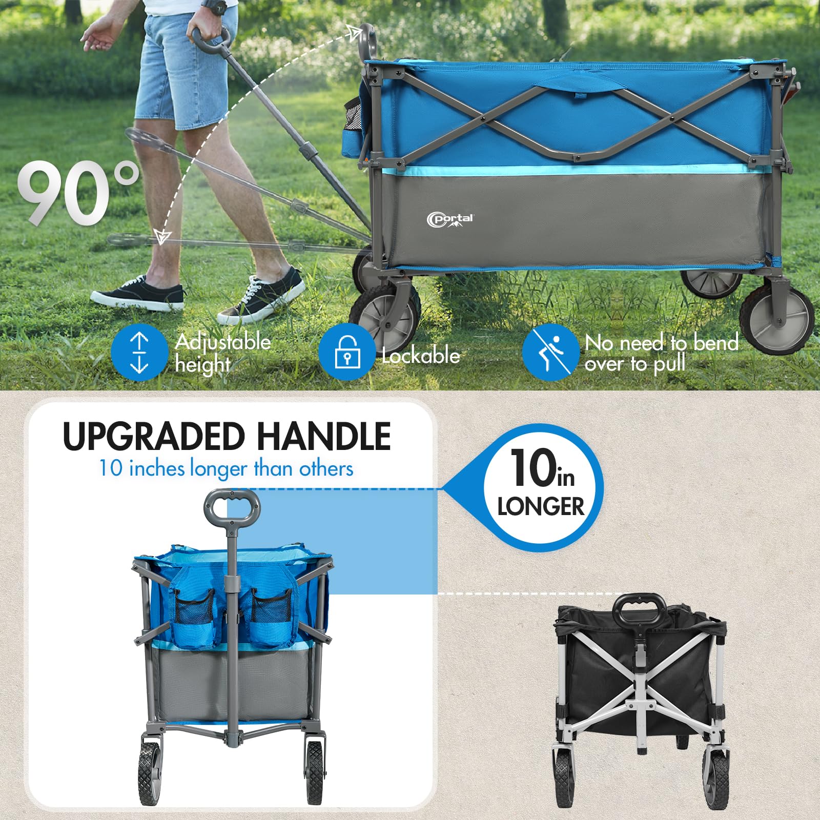 💥 Last Day Buy 2 Get 70% OFF💥PORTAL Folding Utility Wagon Collapsible Cart, 220lbs weight capacity