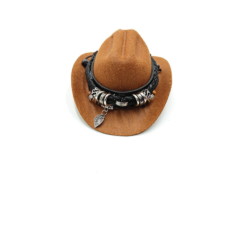 Cowboy Style Polyester Solid Color Pet Hat