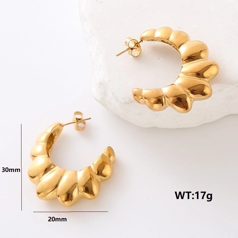 1 Pair Minimalist Commute Solid Color Plating 304 Stainless Steel 18K Gold Plated Ear Studs
