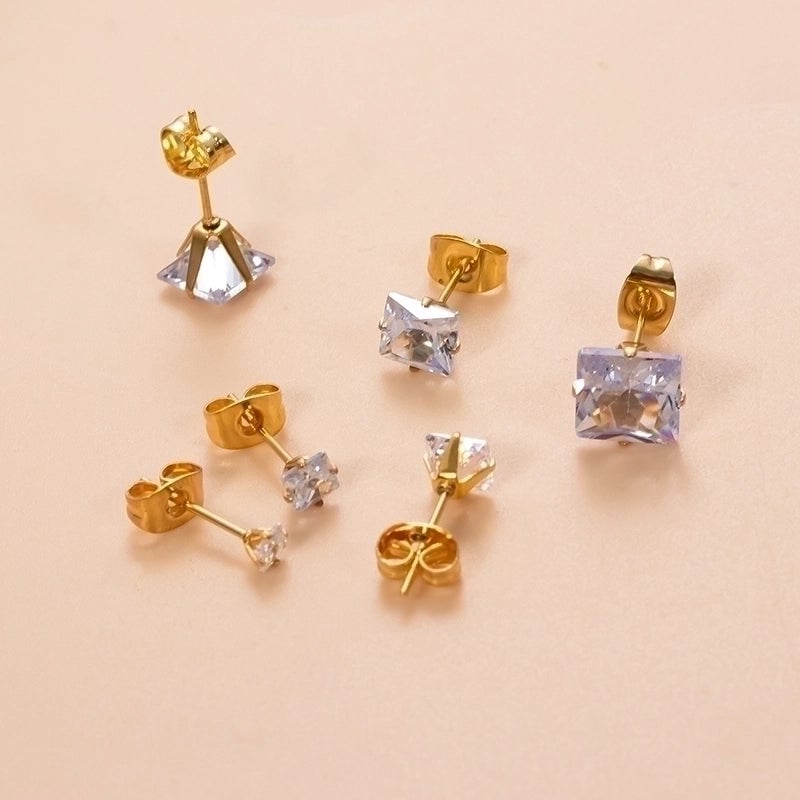 1 Piece Ear Cartilage Rings & Studs Minimalist Classic Style Geometric Square 316L Stainless Steel  Plating Inlay Zircon