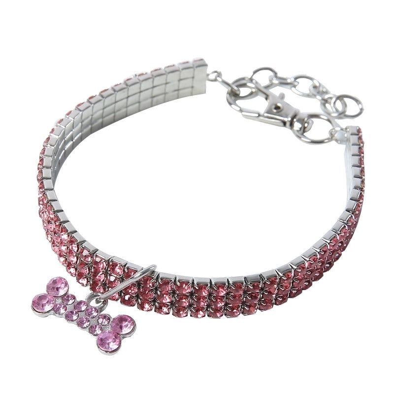 Rhinestone Solid Color Unforgettable Diamond Pet Collar 1 Piece