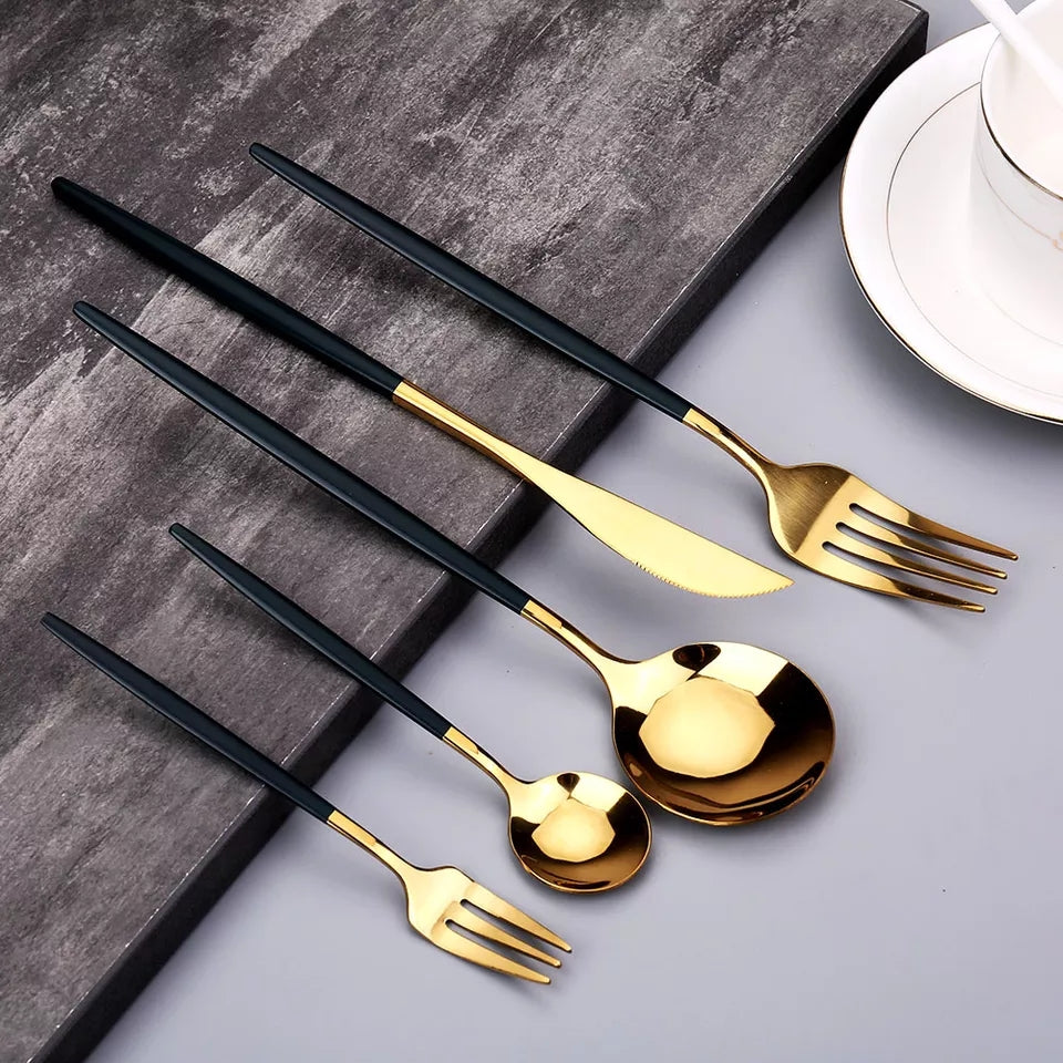 Black/Golden (4406)24 PCs Premium Steel Cutlery Set