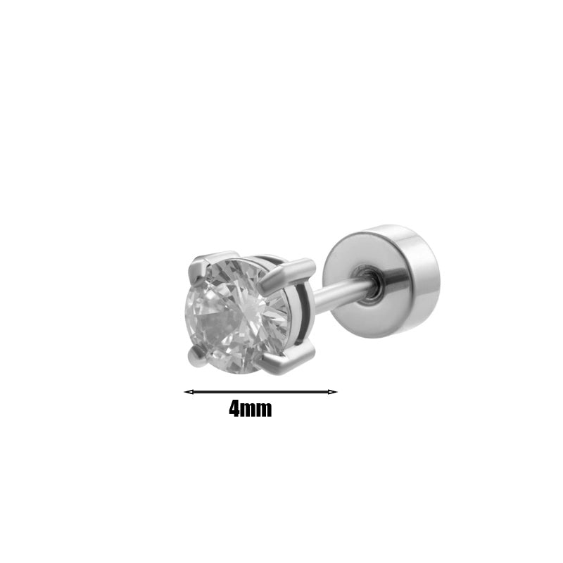 1 Piece Ear Cartilage Rings & Studs Minimalist Round 316L Stainless Steel  Plating Inlay Zircon