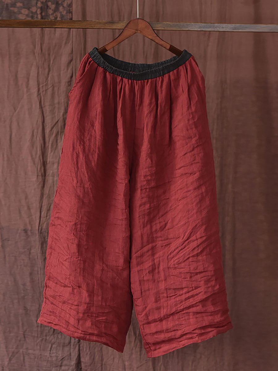 Women Summer Vintage Colorblock Loose Pants