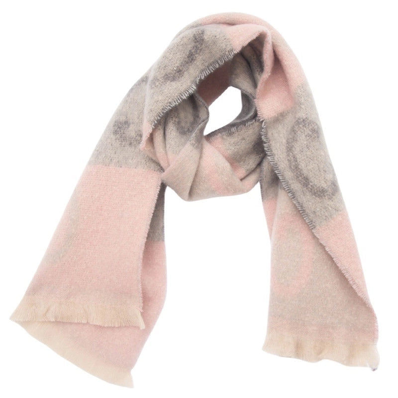 Unisex Casual Minimalist Letter Color Block Polyester Tassel Scarf