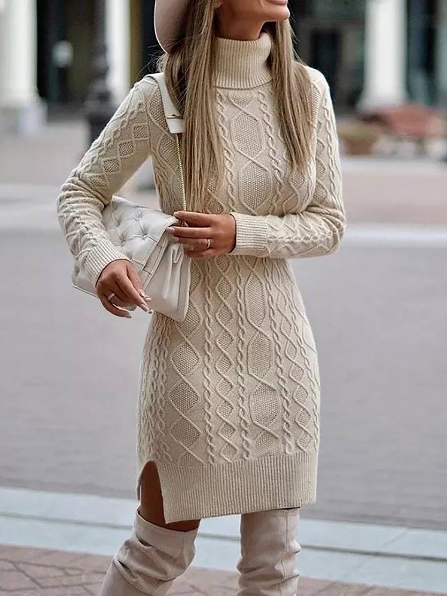 Solid Color Slim Long Sleeve Turtleneck Sweater