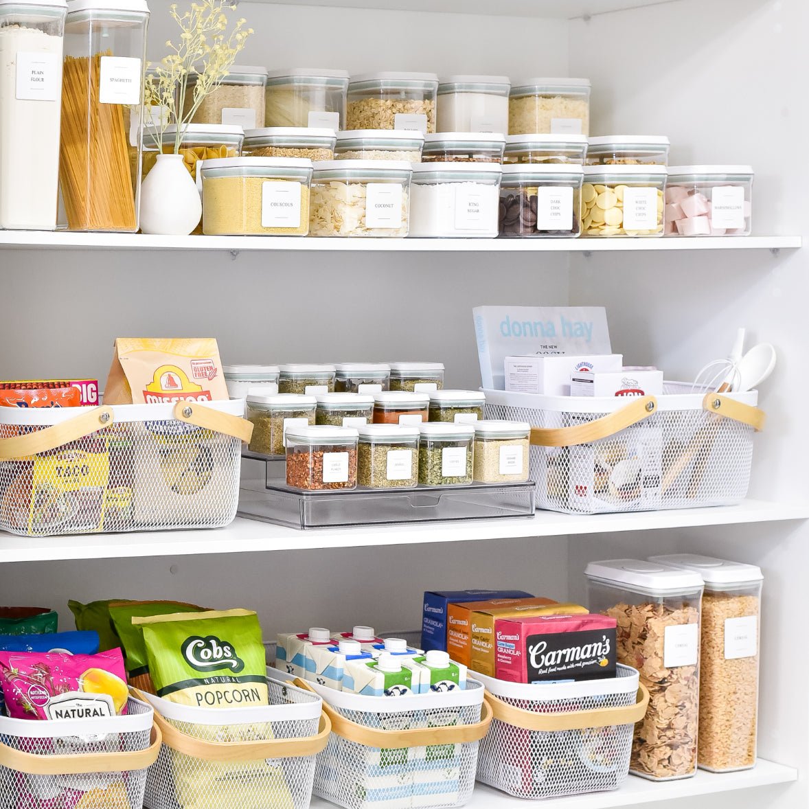 Push Top Pantry Container 850ml - White Lid