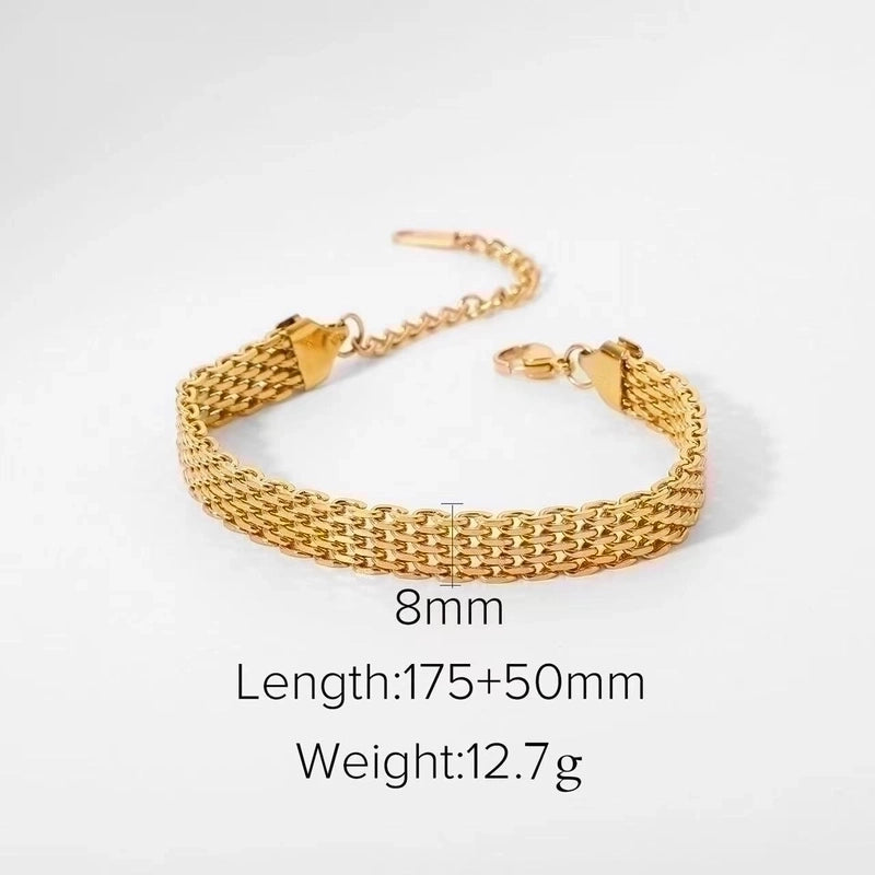 Minimalist Solid Color 304 Stainless Steel 18K Gold Plated Bracelets In Bulk
