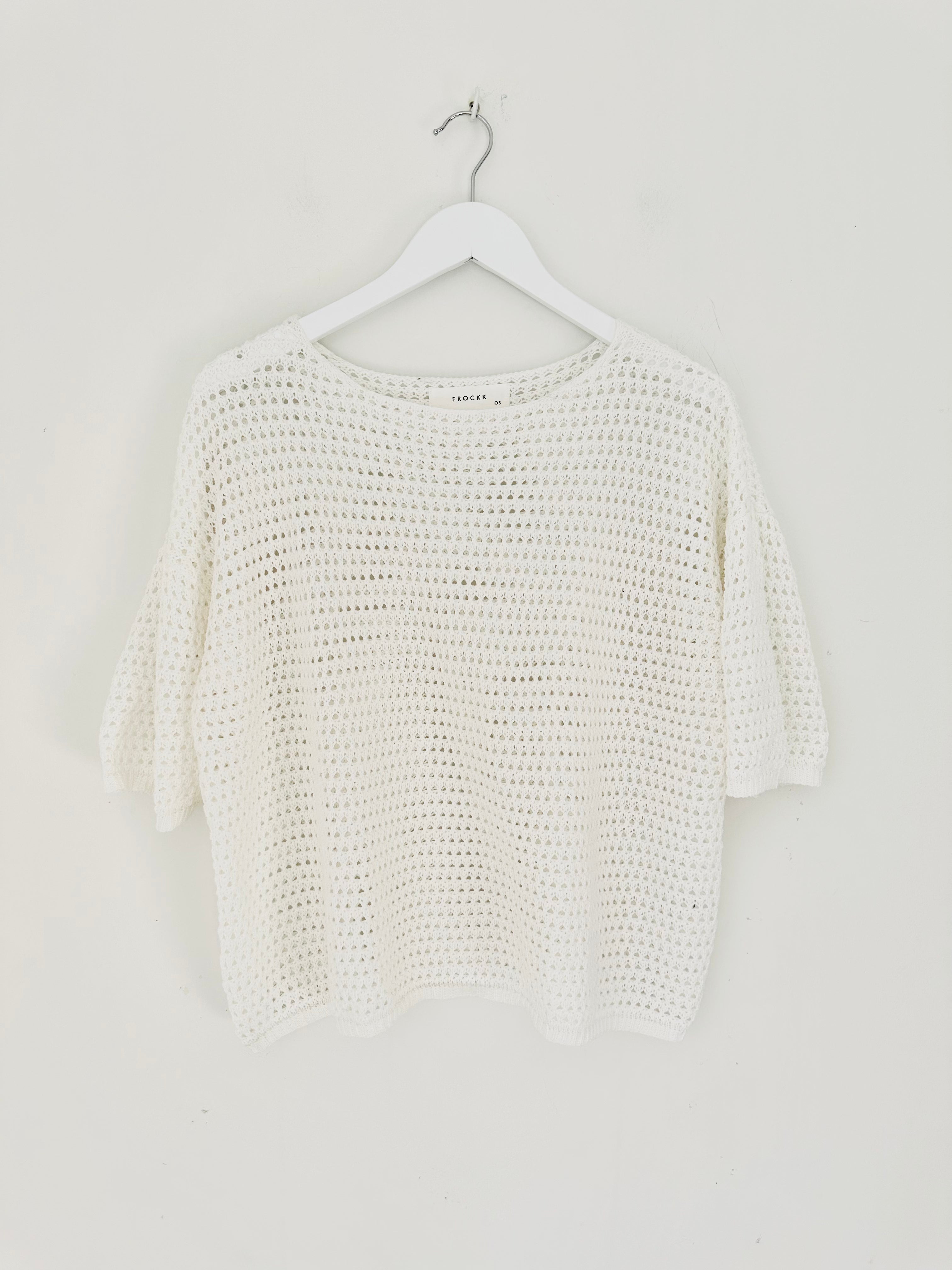 alex top - white cotton pointelle