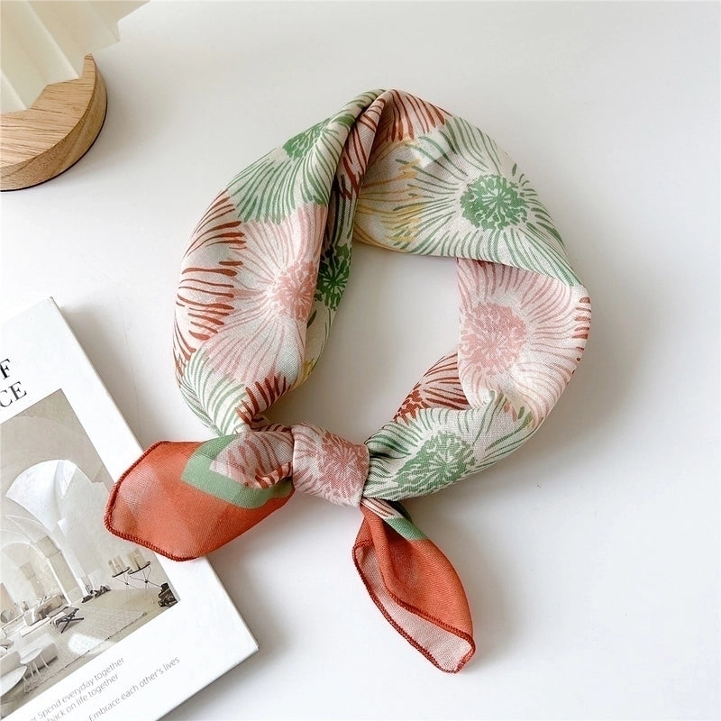 Women's Pastoral Minimalist Flower Cotton And Linen Printing Silk Scarf